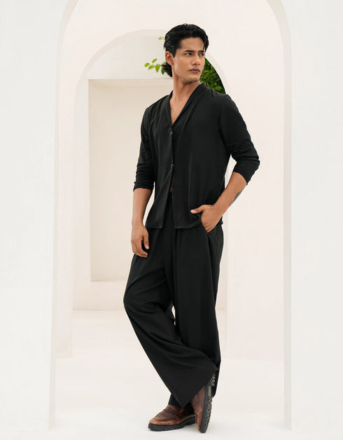 CROSS BODY LINEN SHIRT